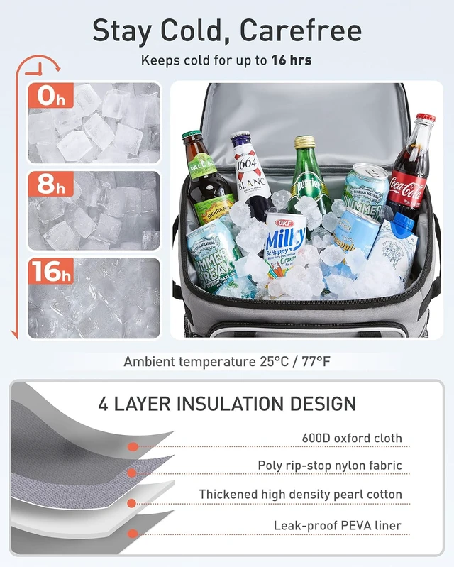 Alt view image 3 of 7 - Insulated Rolling Beach Cooler Backpack with Wheels, 36/50 Cans