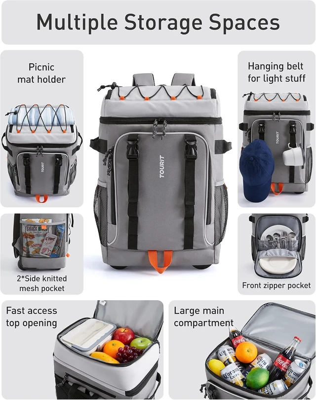 Alt view image 6 of 7 - Insulated Rolling Beach Cooler Backpack with Wheels, 36/50 Cans