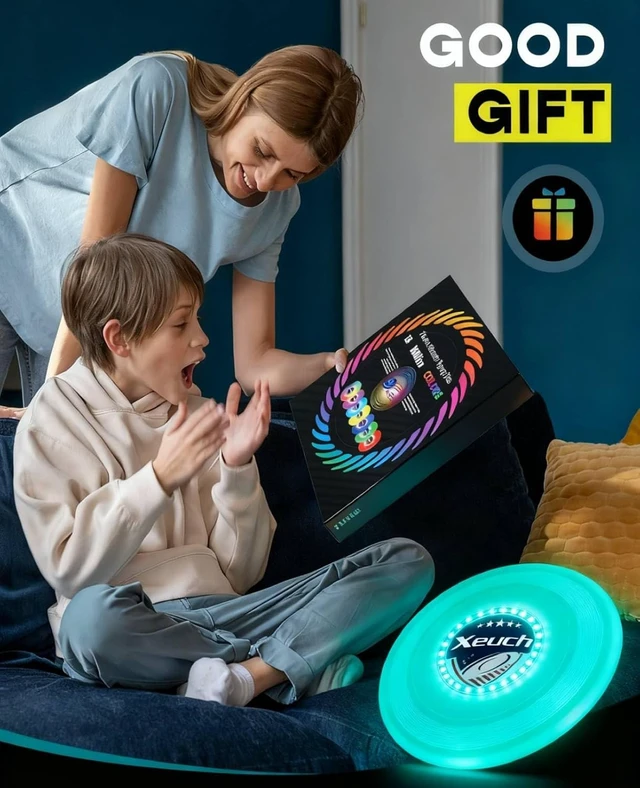Alt view image 5 of 7 - 2 Pack Light-Up Flying Disc for Beach & Camping Outdoor Games Gift for Teens/Adults, 175g, 16 Lighting Modes, 4 Brightness, 600mAh Rechargeable Battery