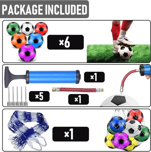 Alt view image 5 of 7 - 6-Pack Christian Charity Soccer Balls with Pump, Sizes 5/4/3 Deflated Bulk Set for Samaritan's Purse Operation Christmas