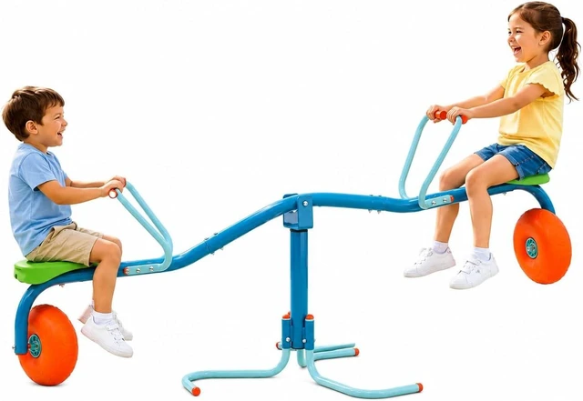 Main image of Spiro Spin Teeter Totter Bounces & Spins 360 Degrees, Blue/Green