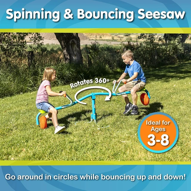 Alt view image 2 of 7 - Spiro Spin Teeter Totter Bounces & Spins 360 Degrees, Blue/Green