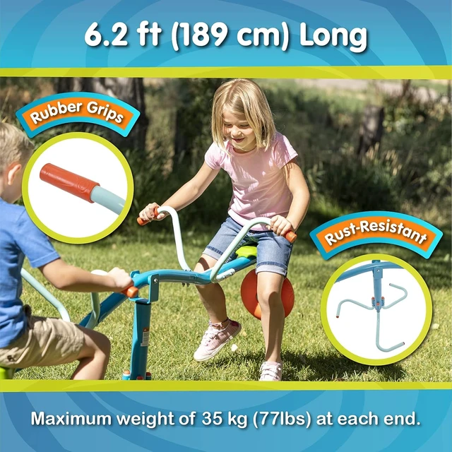 Alt view image 4 of 7 - Spiro Spin Teeter Totter Bounces & Spins 360 Degrees, Blue/Green