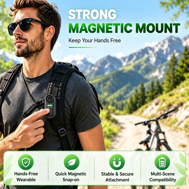 Alt view image 2 of 6 - 4K Mini Body Camera Action POV Cam 64GB Sports Camcorder with Audio Video Recording, WiFi, Magnetic Mount & Helmet Mount, Waterproof for Motorcycle, Cycling, Hiking & Fishing