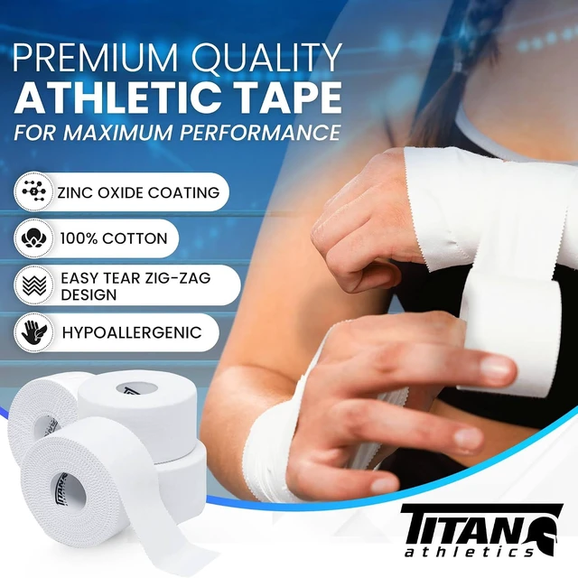 Alt view image 4 of 7 - White Athletic Tape 12 Pack (45 ft Rolls), Premium Medical Sports Tape with Easy Tear Design, Zinc Oxide & No Sticky Residue for Wrapping & Supporting Ankles & Wrists