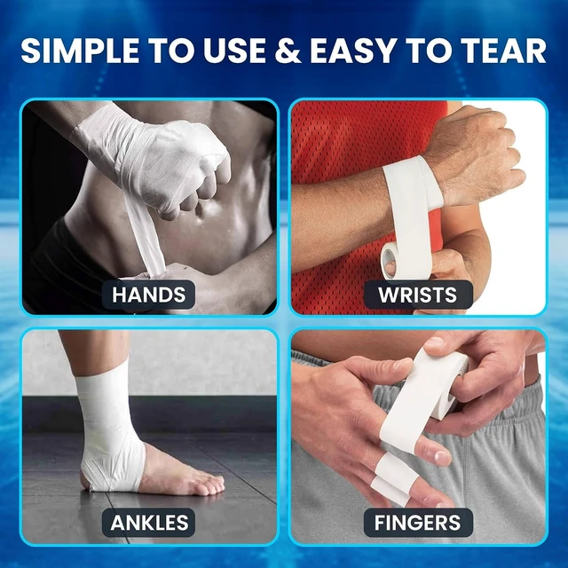 Alt view image 5 of 7 - White Athletic Tape 12 Pack (45 ft Rolls), Premium Medical Sports Tape with Easy Tear Design, Zinc Oxide & No Sticky Residue for Wrapping & Supporting Ankles & Wrists
