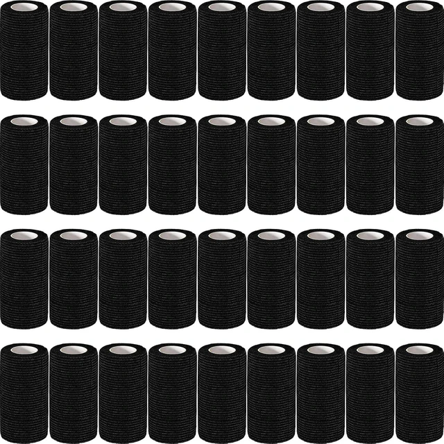 Main image of Self Adhesive Cohesive Bandage Wrap 36 Pack, 4" x 5 Yards Elastic Tape for Athletic, Tattoo Grip, Vet & Ankle Use, Black