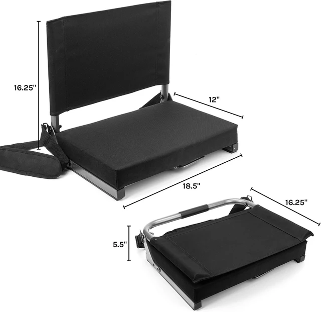 Alt view image 2 of 7 - Deluxe Ultra Padded Stadium Seat, One Size, Black