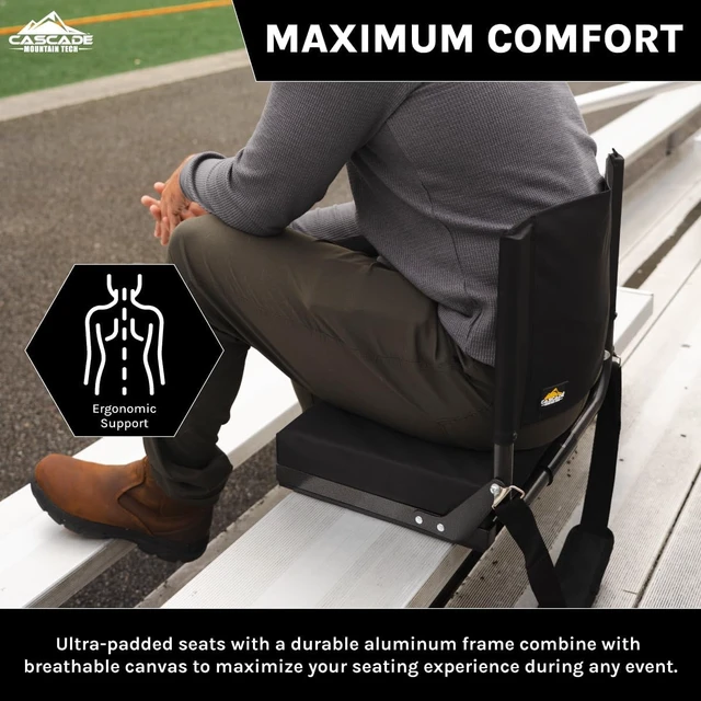 Alt view image 5 of 7 - Deluxe Ultra Padded Stadium Seat, One Size, Black