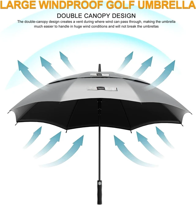 Alt view image 6 of 7 - 68/62/54 Inch UPF 50+ Sun Umbrella UV Protection Windproof Large Golf Umbrella, Auto Open Vented Double Canopy for Sun & Rain