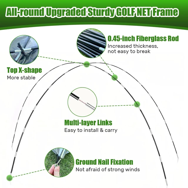 Alt view image 5 of 7 - 10x7FT Golf Hitting Net with Practice Mat Backyard Driving, Chipping & Swing Training Aid, Gift for Men, Dad & Golfer