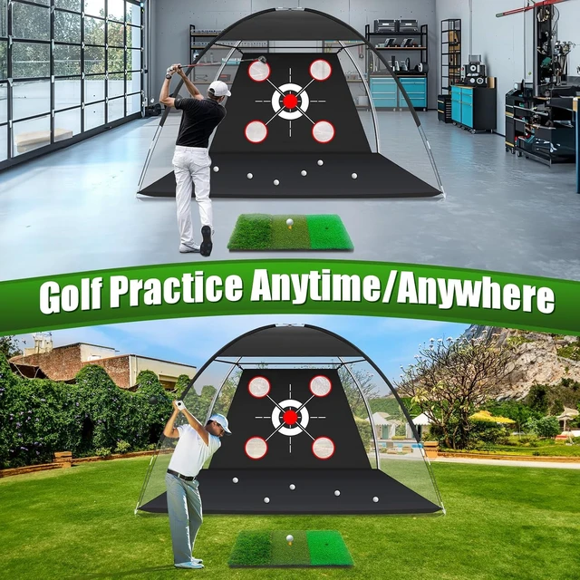 Alt view image 7 of 7 - 10x7FT Golf Hitting Net with Practice Mat Backyard Driving, Chipping & Swing Training Aid, Gift for Men, Dad & Golfer