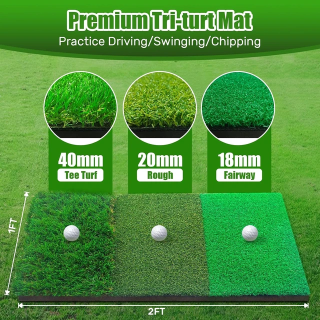 Alt view image 6 of 7 - 10x7FT Golf Hitting Net with Practice Mat Backyard Driving, Chipping & Swing Training Aid, Gift for Men, Dad & Golfer
