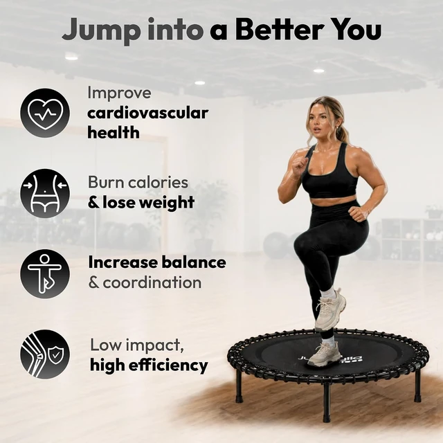 Alt view image 7 of 7 - Mini Fitness Rebounder Trampoline for Adults with Handle Bar