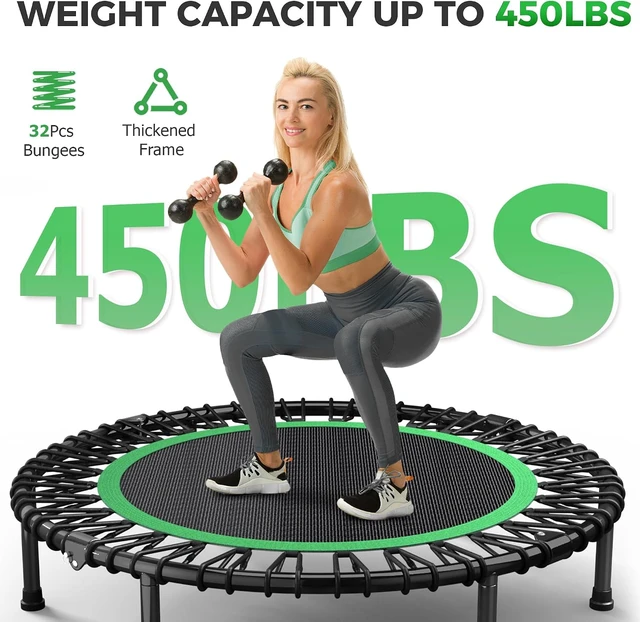 Alt view image 2 of 7 - 40"/48" Rebounder Trampoline for Adults with Bungee Cords Indoor/Outdoor Exercise Rebounder, Max Load 450/550 LBS