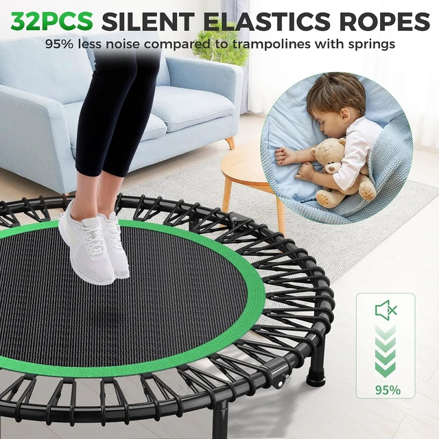 Alt view image 3 of 7 - 40"/48" Rebounder Trampoline for Adults with Bungee Cords Indoor/Outdoor Exercise Rebounder, Max Load 450/550 LBS