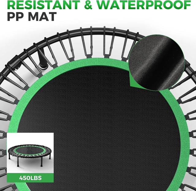 Alt view image 4 of 7 - 40"/48" Rebounder Trampoline for Adults with Bungee Cords Indoor/Outdoor Exercise Rebounder, Max Load 450/550 LBS
