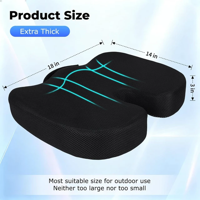 Alt view image 2 of 7 - Stadium Seat Cushion with Handle 18x14x3 inches Breathable Mesh Filled with 60D High-Density Memory Foam, Extra Thick Bleacher Cushion for Outdoor Events