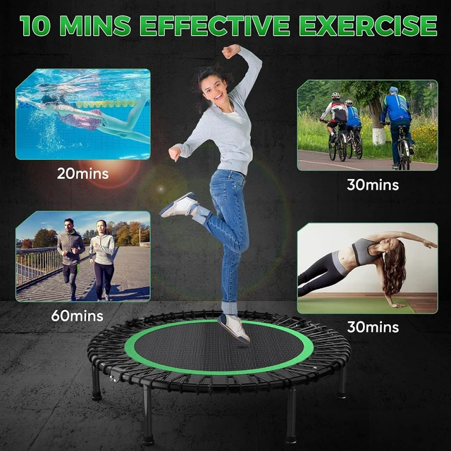 Alt view image 6 of 7 - 40"/48" Rebounder Trampoline for Adults with Bungee Cords Indoor/Outdoor Exercise Rebounder, Max Load 450/550 LBS
