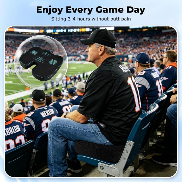 Alt view image 6 of 7 - Stadium Seat Cushion with Handle 18x14x3 inches Breathable Mesh Filled with 60D High-Density Memory Foam, Extra Thick Bleacher Cushion for Outdoor Events