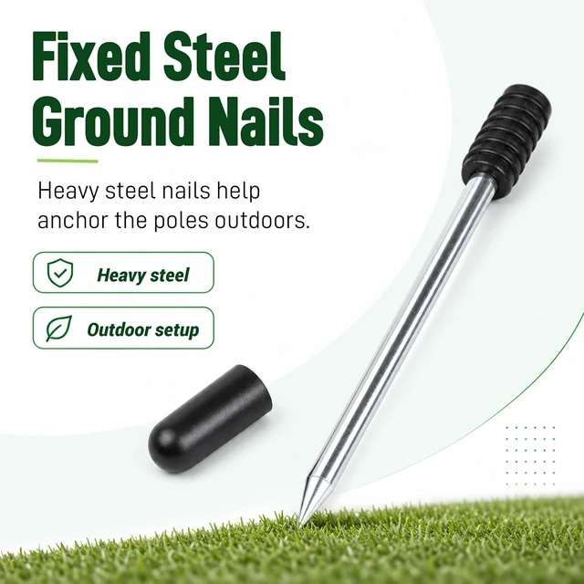 Alt view image 4 of 7 - 6 Pcs 5 FT Adjustable Soccer Agility Poles Speed & Agility Training Sticks with Steel Ground Nails for Football, Basketball, Horse & Dog Practice