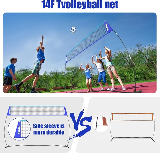 Alt view image 5 of 5 - 14FT Portable Volleyball Net for Backyard Adjustable Height & Instant Setup, Freestanding Training Set for Indoor & Outdoor with Carry Bag