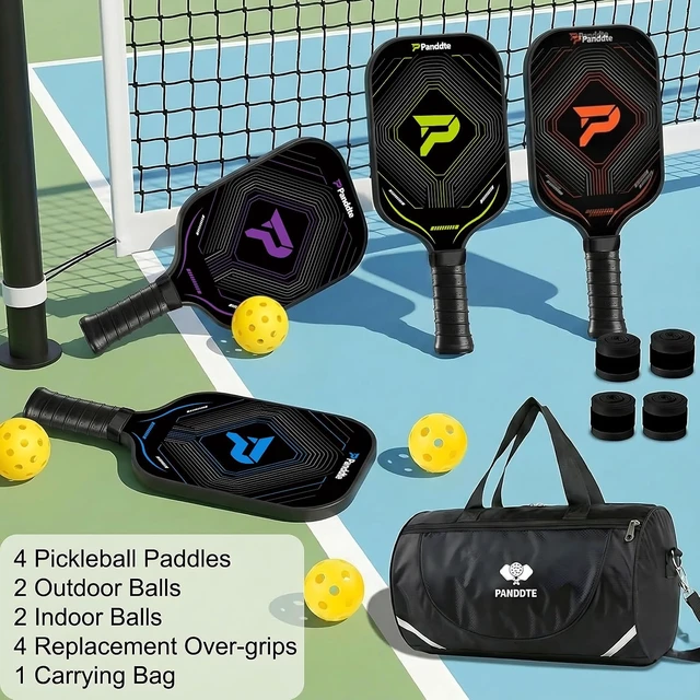 Alt view image 5 of 7 - Lightweight Graphite Pickleball Paddles Set of 4