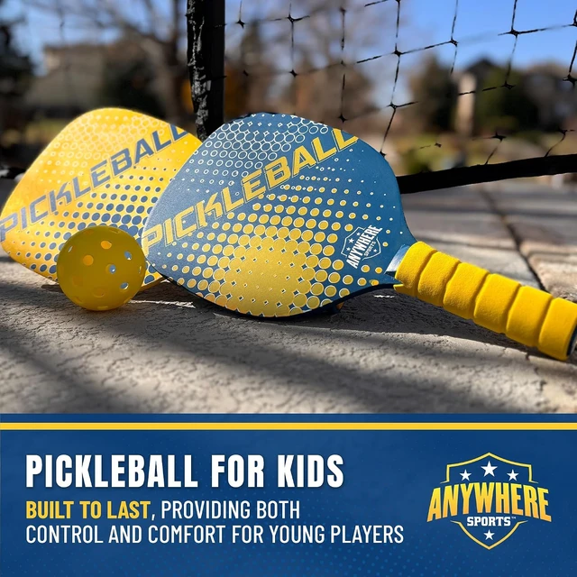 Alt view image 2 of 7 - Complete Youth Pickleball Set with Net, Paddles & Balls Junior Kit for Boys & Girls Ages 5 to 12