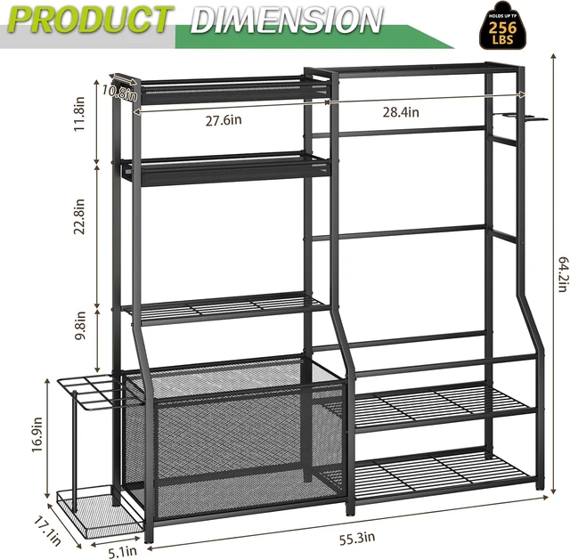 Alt view image 2 of 7 - Garage Sports Equipment Organizer Golf Bag Storage Rack