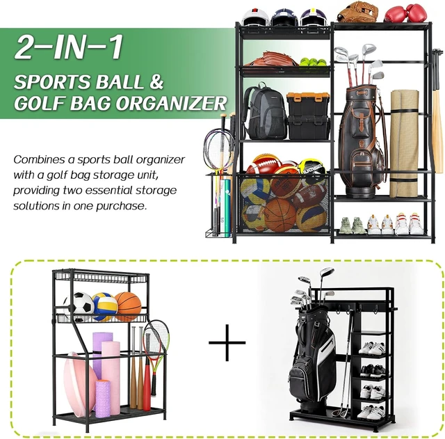 Alt view image 4 of 7 - Garage Sports Equipment Organizer Golf Bag Storage Rack
