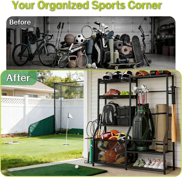 Alt view image 6 of 7 - Garage Sports Equipment Organizer Golf Bag Storage Rack