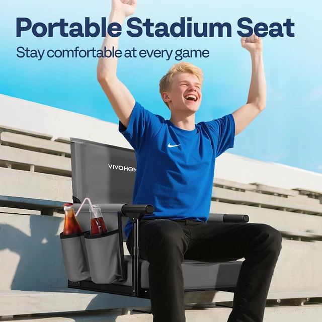 Alt view image 2 of 7 - Stadium Seat with Back Support & 2.8" Cushion for Sports Events