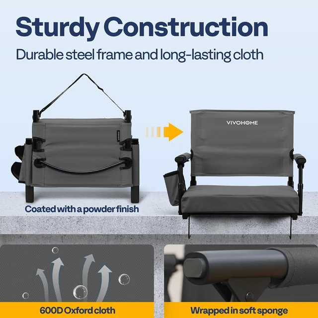 Alt view image 4 of 7 - Stadium Seat with Back Support & 2.8" Cushion for Sports Events