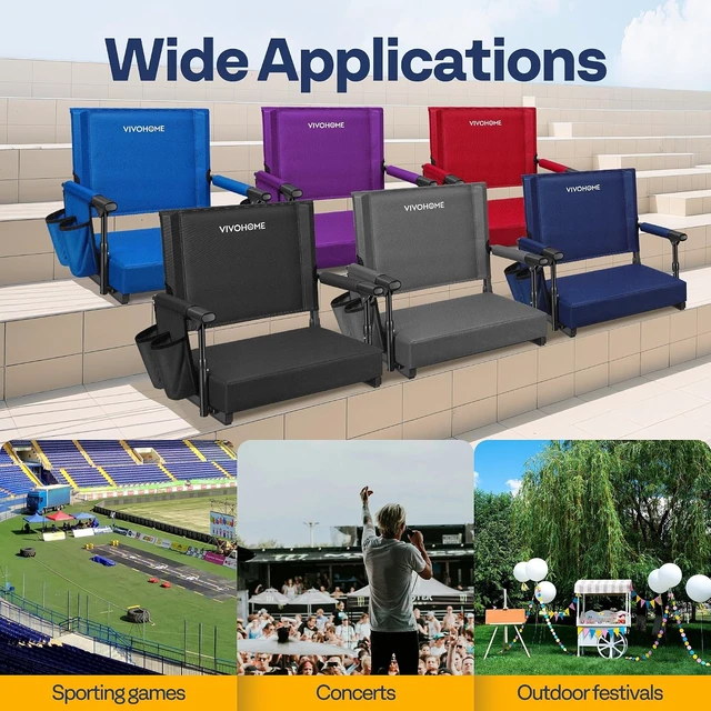 Alt view image 7 of 7 - Stadium Seat with Back Support & 2.8" Cushion for Sports Events