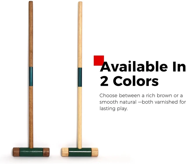Alt view image 7 of 7 - Six Player Croquet Lawn Game Set Rubber Wood