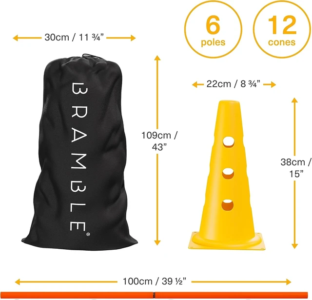 Alt view image 3 of 7 - Speed & Agility Training Hurdles Set with 3 Height Levels 12 Cones 15" & 6 Poles 40", Jumping Hurdles for Kids, Football & Dog Agility Training