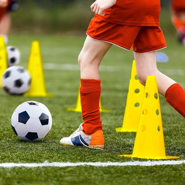 Alt view image 5 of 7 - Speed & Agility Training Hurdles Set with 3 Height Levels 12 Cones 15" & 6 Poles 40", Jumping Hurdles for Kids, Football & Dog Agility Training