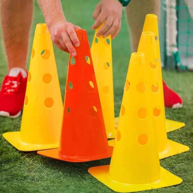 Alt view image 6 of 7 - Speed & Agility Training Hurdles Set with 3 Height Levels 12 Cones 15" & 6 Poles 40", Jumping Hurdles for Kids, Football & Dog Agility Training