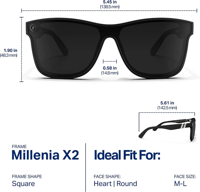 Alt view image 7 of 7 - Millenia X2 Polarized Sunglasses Flat Mirrored Lens with 100% UV Protection for Men & Women