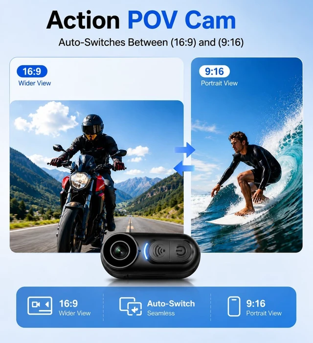 Alt view image 3 of 6 - 4K Mini Body Camera 128GB Thumb Sports Action Cam with Audio, Hands-Free Chest POV Recorder with Magnetic Clip-On & Helmet Mount for Cap, Shirt, Cycling & Skiing