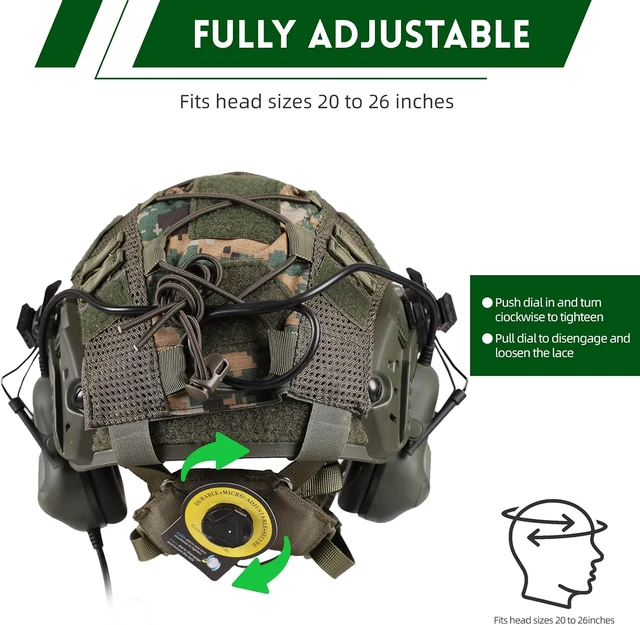 Alt view image 2 of 7 - 4-in-1 Upgraded Adjustable Tactical Helmet with Headset & Cover for Cosplay & Military Tactical Gear