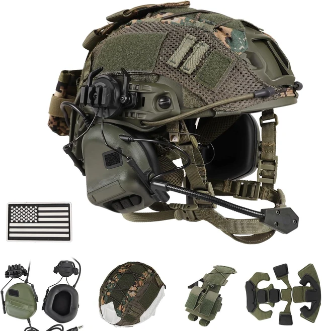 Main image of 4-in-1 Upgraded Adjustable Tactical Helmet with Headset & Cover for Cosplay & Military Tactical Gear