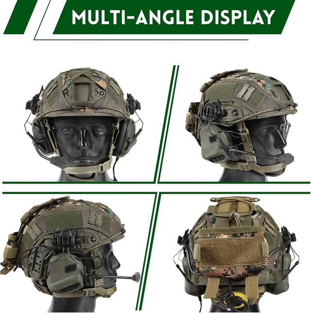 Alt view image 5 of 7 - 4-in-1 Upgraded Adjustable Tactical Helmet with Headset & Cover for Cosplay & Military Tactical Gear