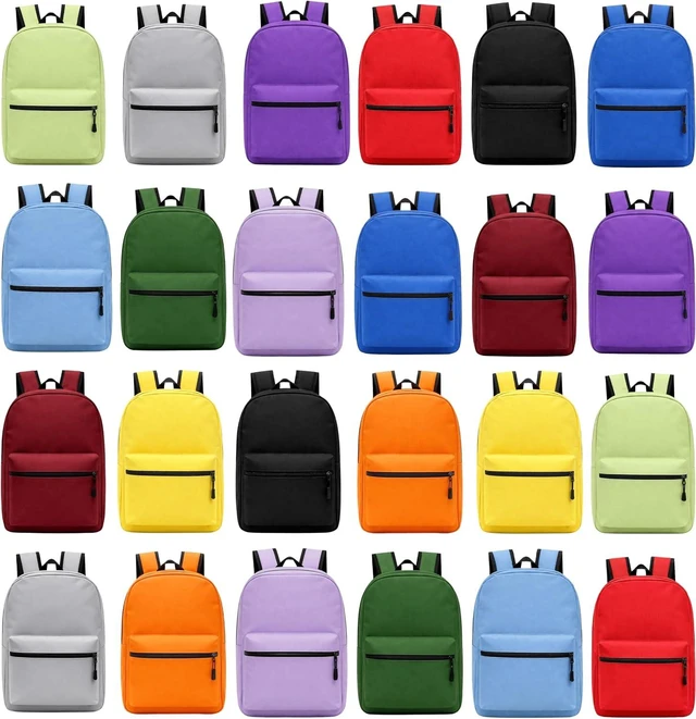 Main image of Bulk 17 Inch Lightweight Backpacks 24 Pack, Outdoor Travel, Gym & Corporate Events Bag (Assorted)