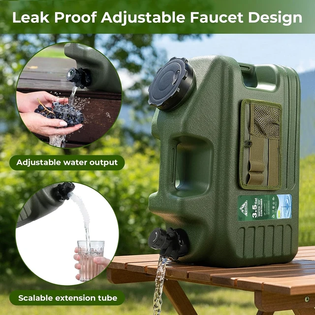 Alt view image 2 of 7 - 3.5 Gallon BPA Free Water Jug Portable Camping Water Dispenser with Spigot, Leak-Proof for Emergency Storage, Outdoor & Hiking