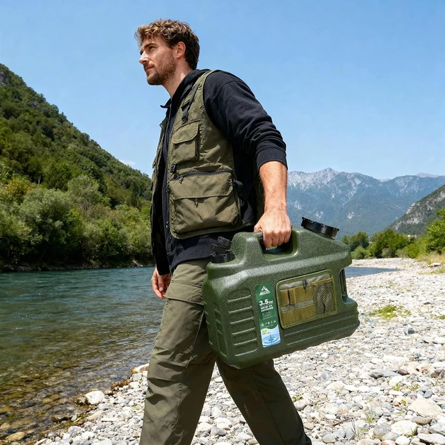Alt view image 5 of 7 - 3.5 Gallon BPA Free Water Jug Portable Camping Water Dispenser with Spigot, Leak-Proof for Emergency Storage, Outdoor & Hiking