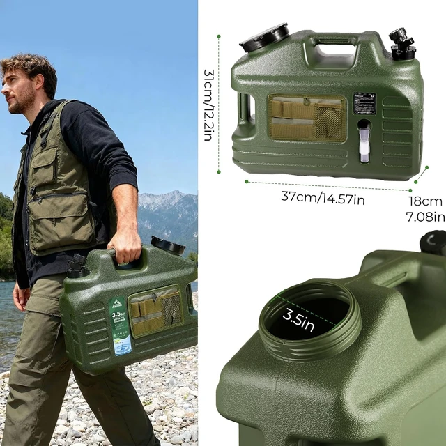 Alt view image 7 of 7 - 3.5 Gallon BPA Free Water Jug Portable Camping Water Dispenser with Spigot, Leak-Proof for Emergency Storage, Outdoor & Hiking
