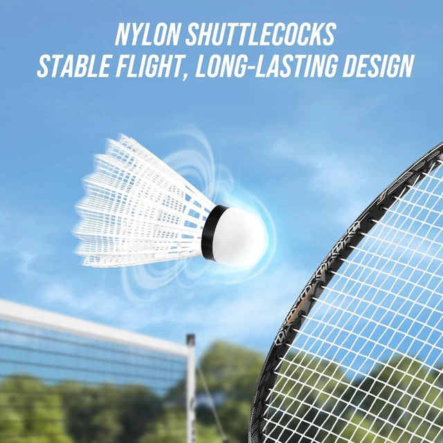 Alt view image 5 of 7 - Professional Badminton Set with Net Carbon Fiber Rackets, Set of 4