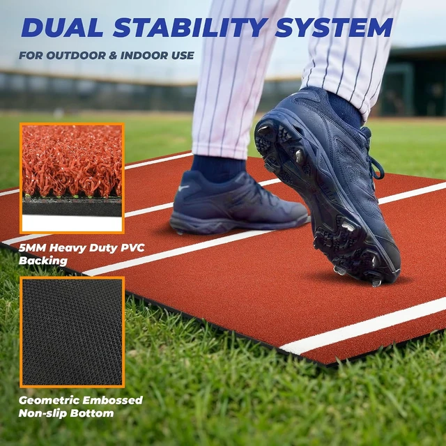 Alt view image 4 of 7 - Baseball & Softball Batting Mat 6x4 / 10x3.8 / 12x6 FT Hitting Mat