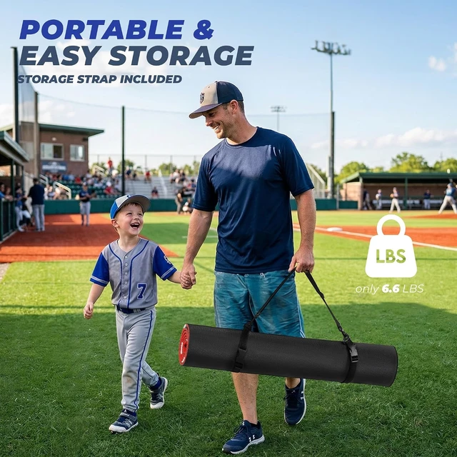 Alt view image 5 of 7 - Baseball & Softball Batting Mat 6x4 / 10x3.8 / 12x6 FT Hitting Mat